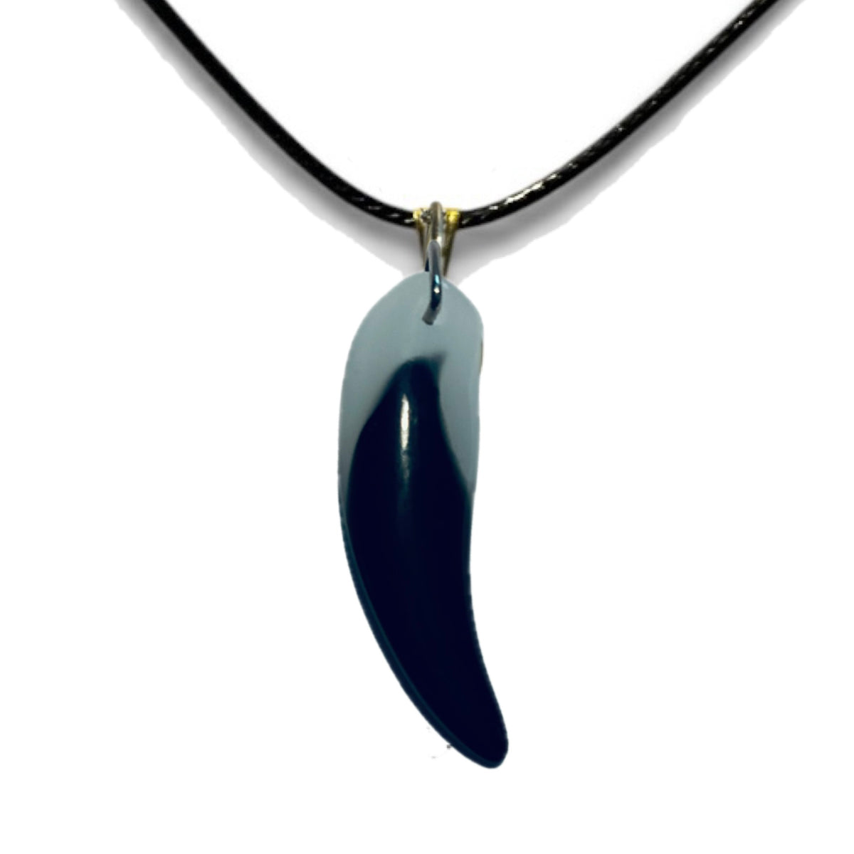 Wolf Tooth Glass White/Black Pendant Necklace (Unisex)