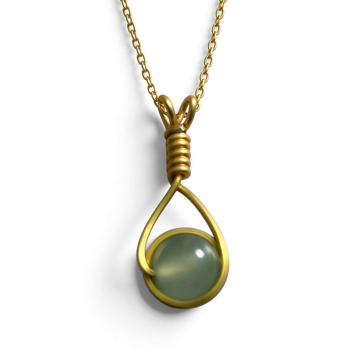 Handmade Wired Gemstone Jewellery Pendant Gold Stainless Chain Necklace