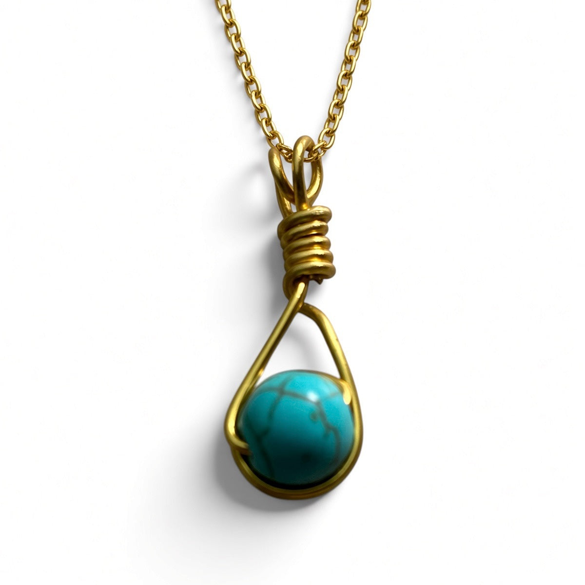 Handmade Wired Gemstone Jewellery Pendant Gold Stainless Chain Necklace
