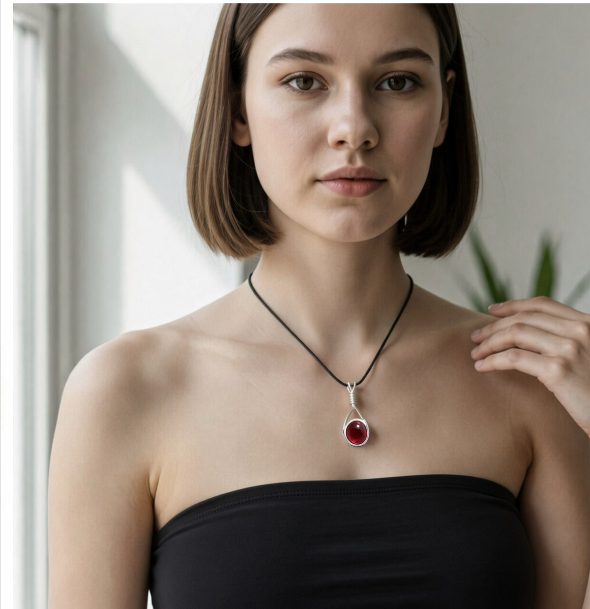 Handmade Wired Gemstone Jewellery Handmade Pendant Black Cord Necklace