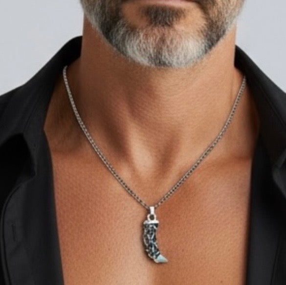 Tribal Viking Horn Claw Stainless Pendant Chain Men Necklace