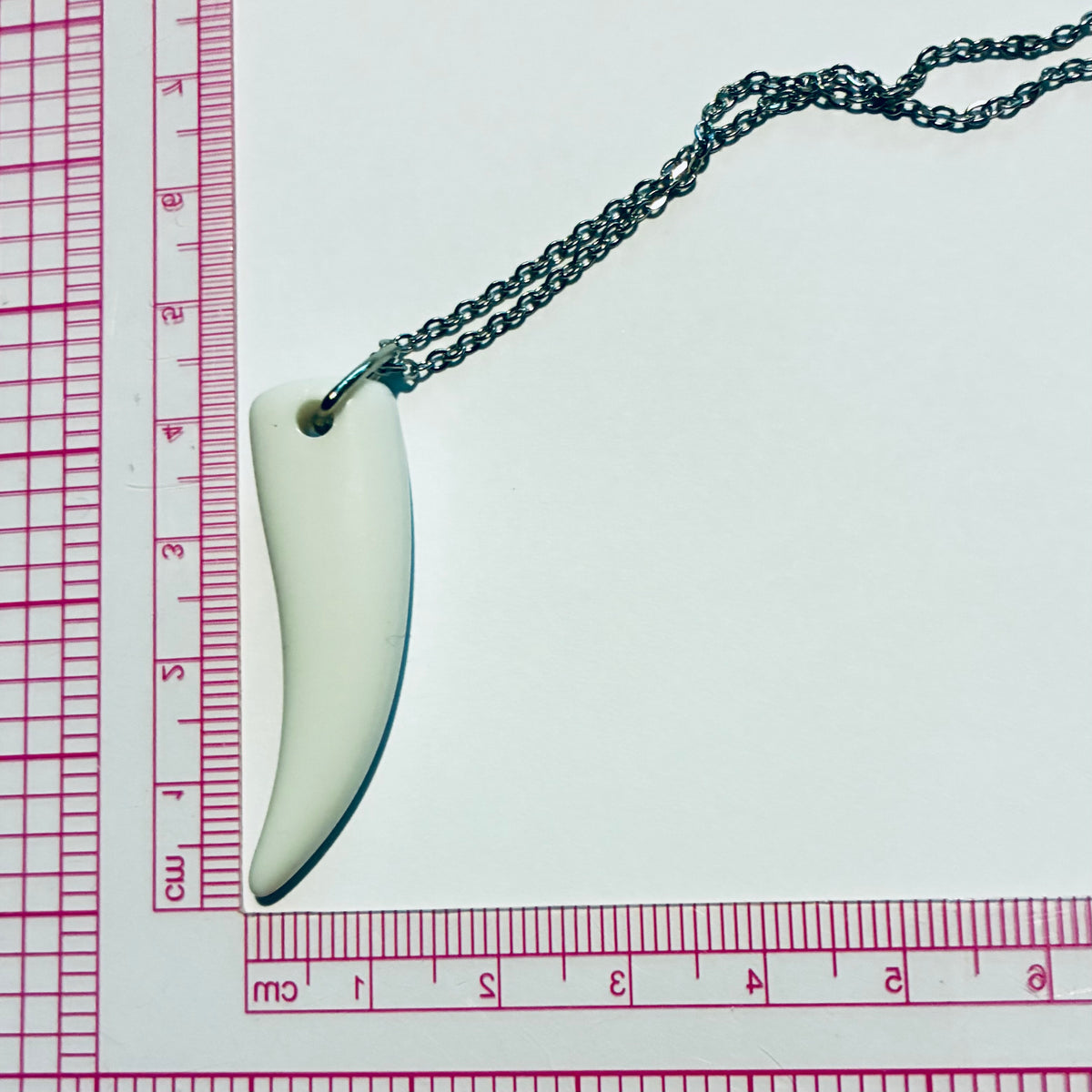 Wolf Tooth White Resin Pendant Necklace (Unisex)