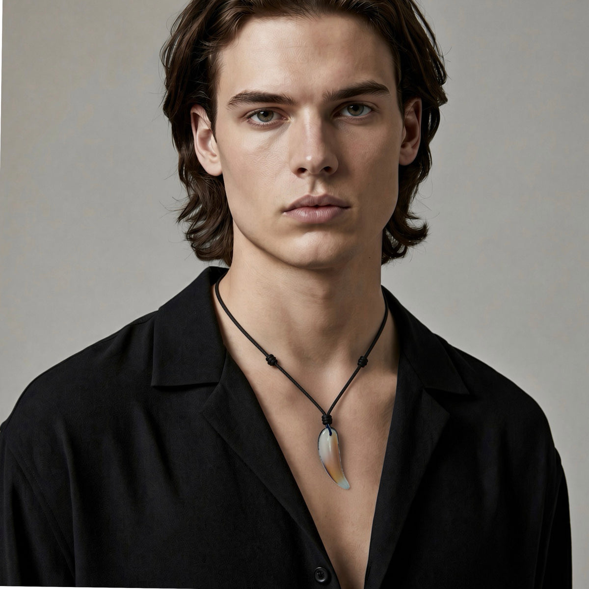 Wolf Tooth Glass White/Bronze Pendant Necklace (Unisex) (Copy)