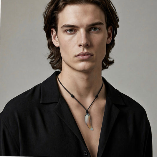 Wolf Tooth Glass White/Bronze Pendant Necklace (Unisex) (Copy)