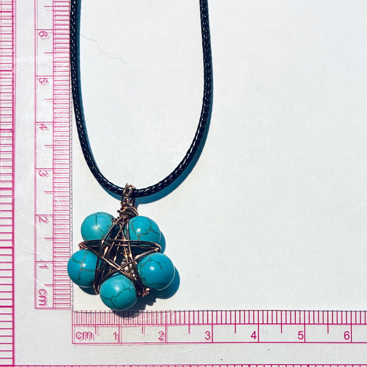 Wired Howlite Turquoise Star Handmade Pendant Necklace UK Made