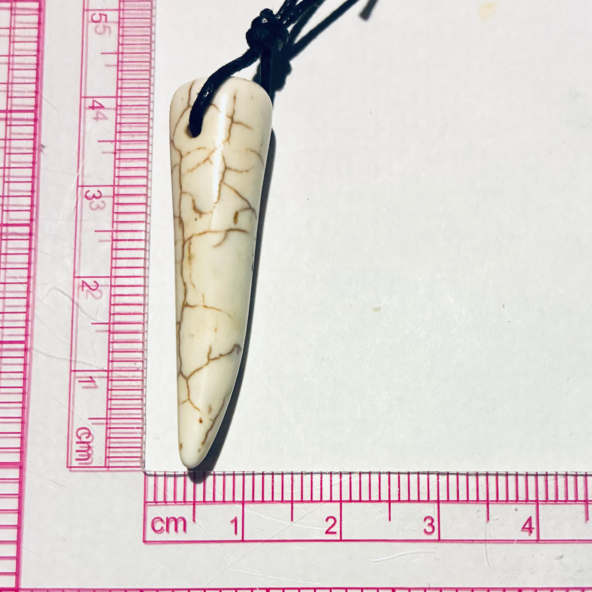 Men Wolf Tooth Howlite Gemstone Pendant Adjustable Cord Necklace
