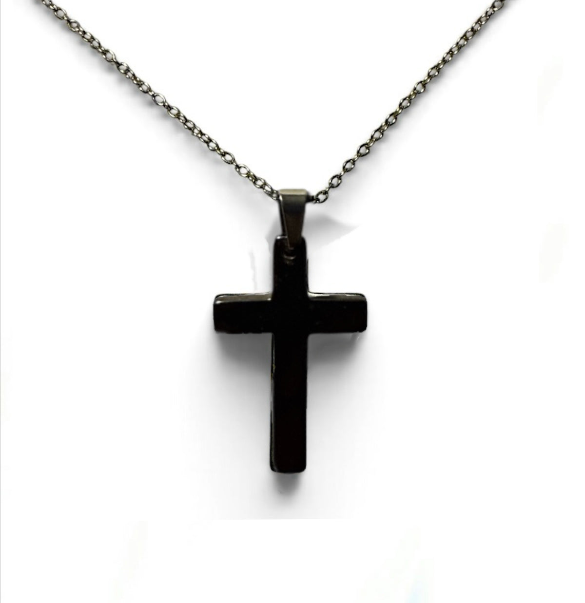 Cross Non Magnetic Hematite Pendant Necklace (Unisex)