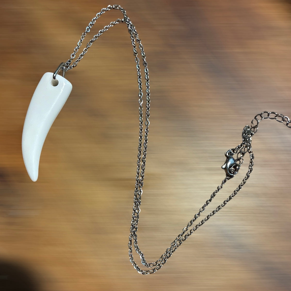 Wolf Tooth White Resin Pendant Necklace (Unisex)