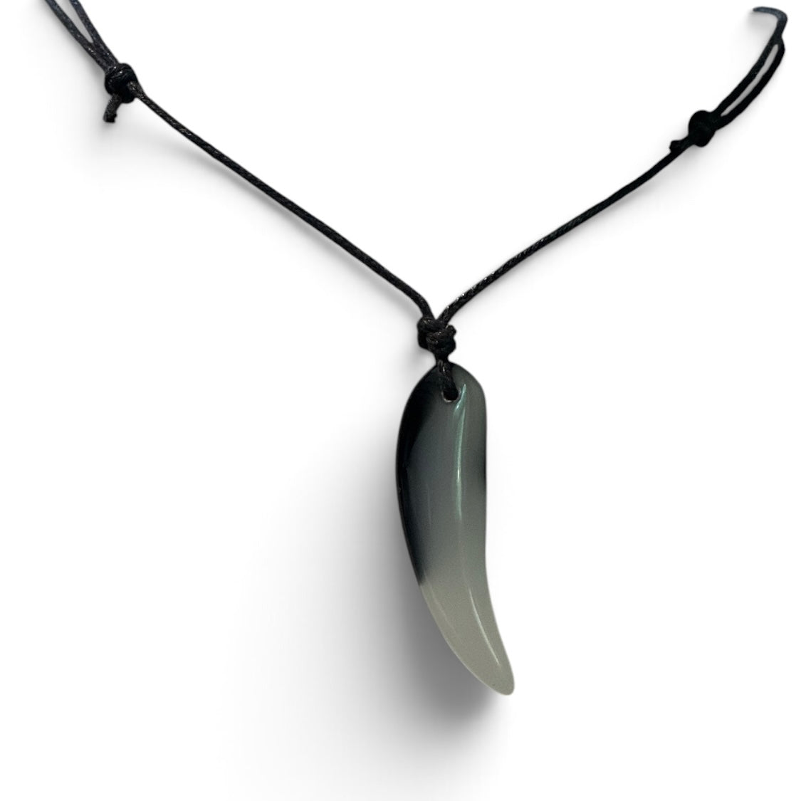 Wolf Tooth Glass White/Black Pendant Necklace (Unisex)