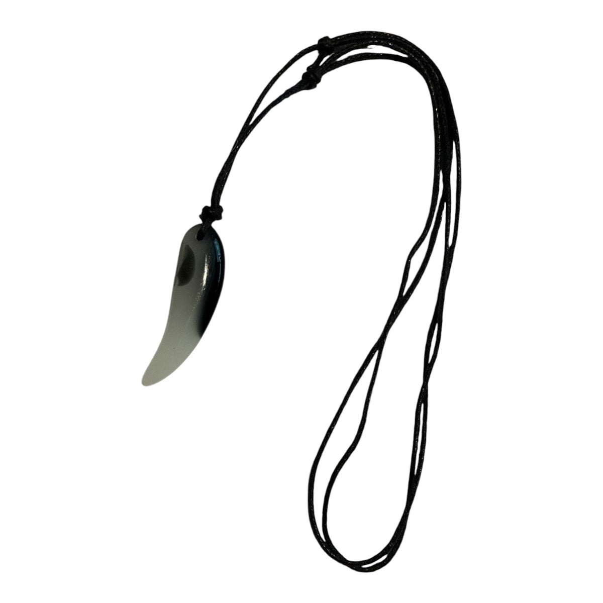Wolf Tooth Glass White/Black Pendant Necklace (Unisex)