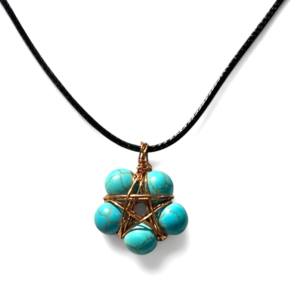 Wired Howlite Turquoise Star Handmade Pendant Necklace UK Made