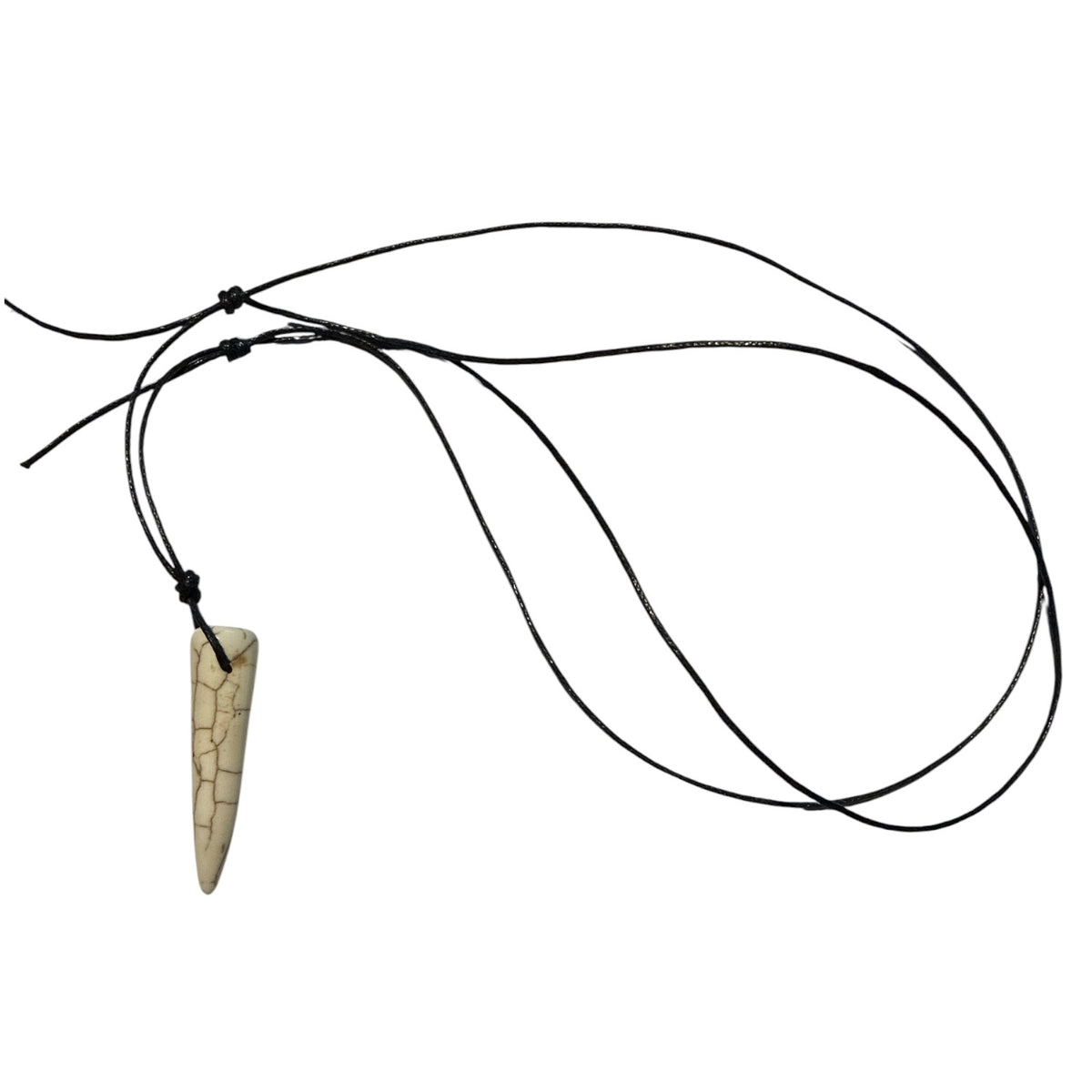 Men Wolf Tooth Howlite Gemstone Pendant Adjustable Cord Necklace
