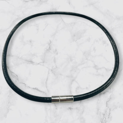Thick Genuine Leather Cord Magnetic Stainless Steel Choker Necklace UK Made