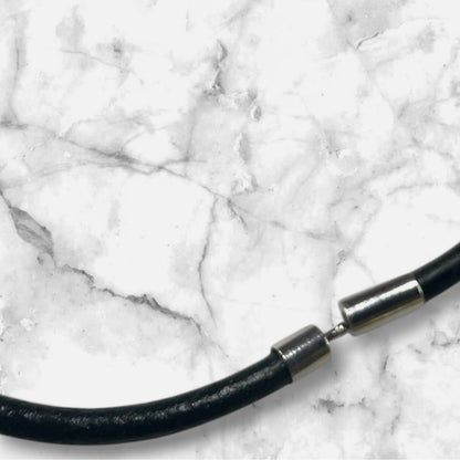 Thick Genuine Leather Cord Magnetic Stainless Steel Choker Necklace UK Made