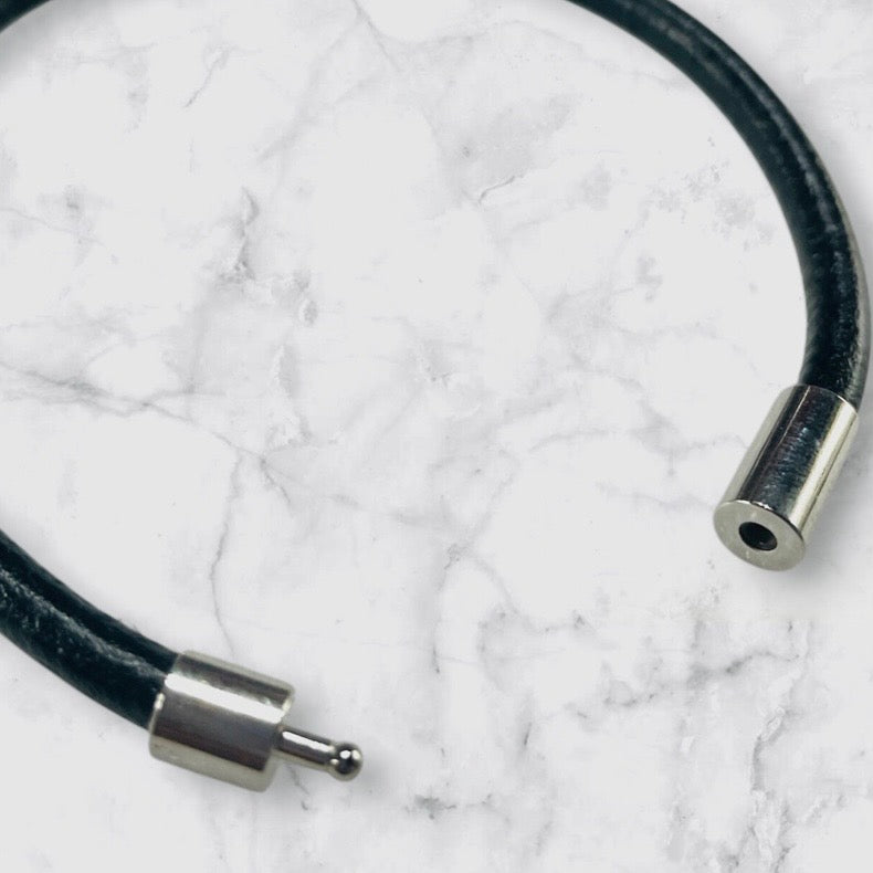Thick Genuine Leather Cord Magnetic Stainless Steel Choker Necklace UK Made