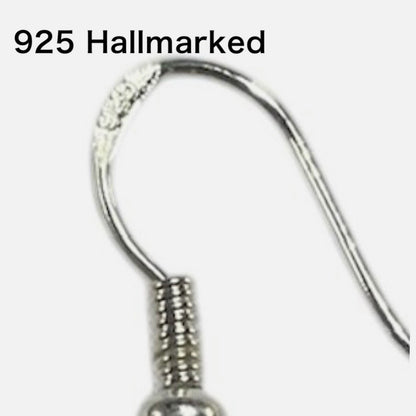 White MOP Shell Teardrop 925 Hallmarked Sterling Silver Hook Charm Dangling Earrings