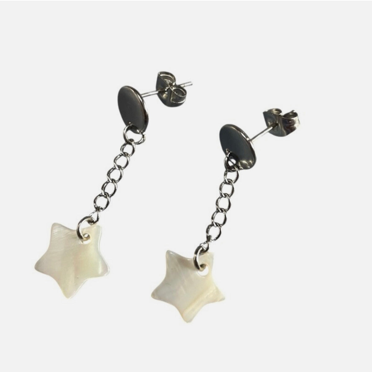 Star MOP Ivory Shell Handmade Dangling Stainless Steel Earrings