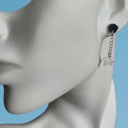 Star MOP Ivory Shell Handmade Dangling Stainless Steel Earrings