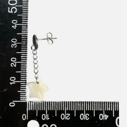 Star MOP Ivory Shell Handmade Dangling Stainless Steel Earrings