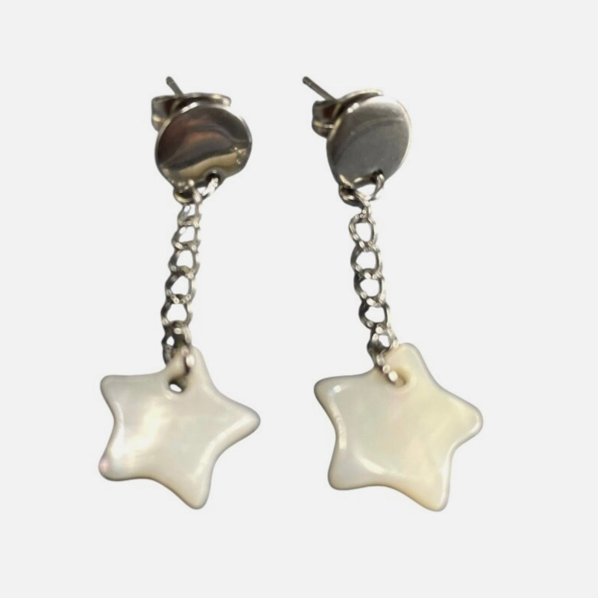Star MOP Ivory Shell Handmade Dangling Stainless Steel Earrings