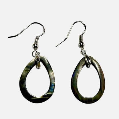 Teardrop MOP Greyish Brown Shell 925 Sterling or Stainless Dangling Earring Charm Hook