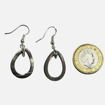 Teardrop MOP Greyish Brown Shell 925 Sterling or Stainless Dangling Earring Charm Hook