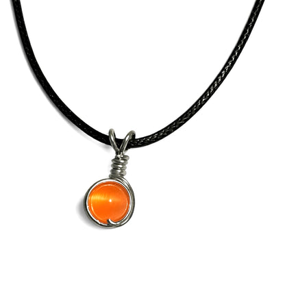 Handmade Wired Cat’s Eye Jewellery Handmade Pendant Black Cord Necklace