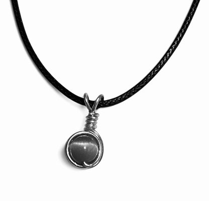 Handmade Wired Cat’s Eye Jewellery Handmade Pendant Black Cord Necklace