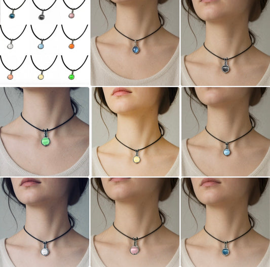 Handmade Wired Cat’s Eye Jewellery Handmade Pendant Black Cord Necklace