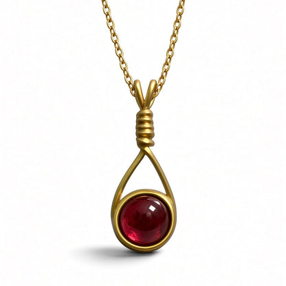 Handmade Wired Gemstone Jewellery Pendant Gold Stainless Chain Necklace