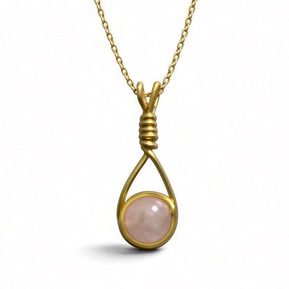 Handmade Wired Gemstone Jewellery Pendant Gold Stainless Chain Necklace