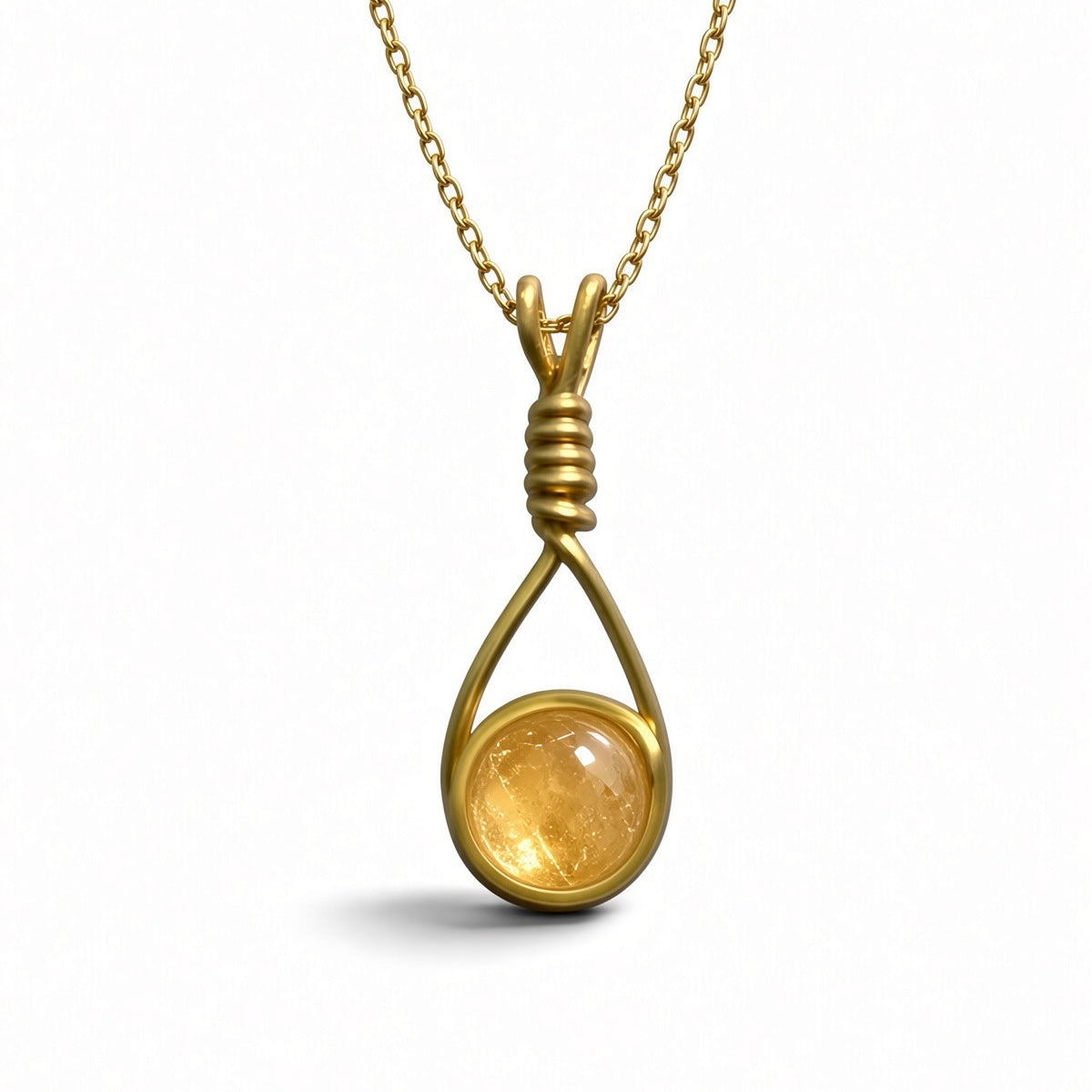 Handmade Wired Gemstone Jewellery Pendant Gold Stainless Chain Necklace