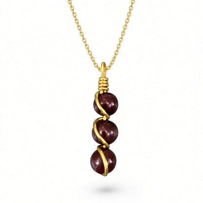 Handmade Wired Gemstone Jewellery Dangle Pendant Gold Metal Chain Necklace