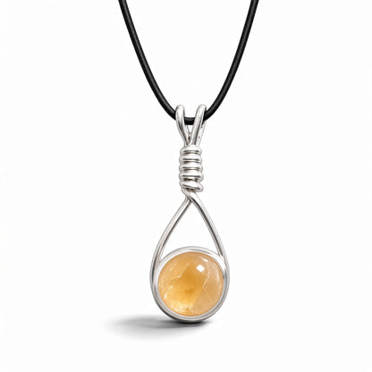 Handmade Wired Gemstone Jewellery Handmade Pendant Black Cord Necklace