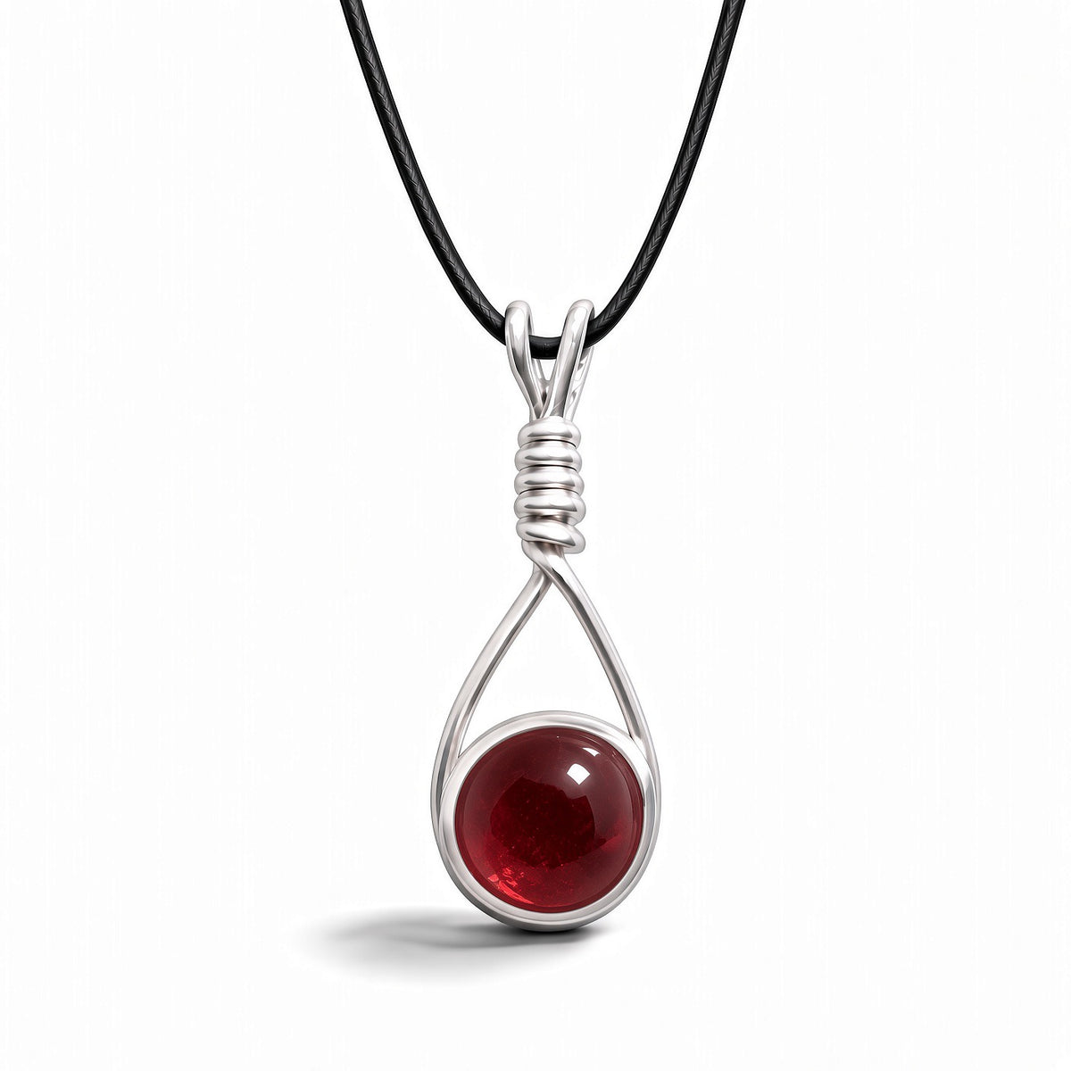Handmade Wired Gemstone Jewellery Handmade Pendant Black Cord Necklace