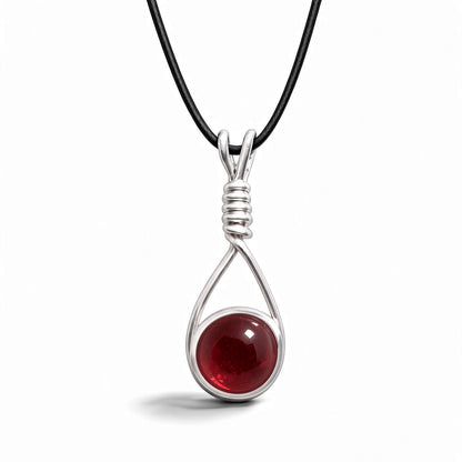 Handmade Wired Gemstone Jewellery Handmade Pendant Black Cord Necklace