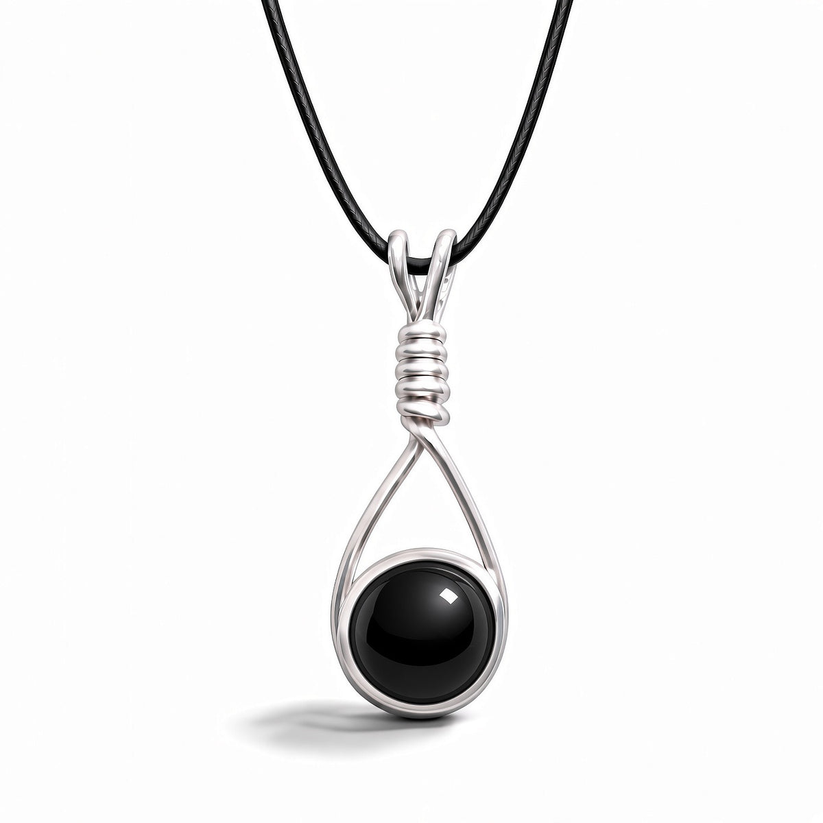 Handmade Wired Gemstone Jewellery Handmade Pendant Black Cord Necklace