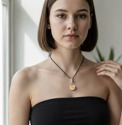 Handmade Wired Gemstone Jewellery Handmade Pendant Black Cord Necklace