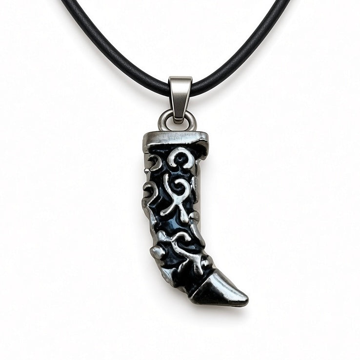 Tribal Viking Horn Claw Stainless Pendant Genuine Leather Cord Men Necklace