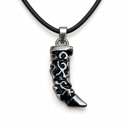 Tribal Viking Horn Claw Stainless Pendant Genuine Leather Cord Men Necklace