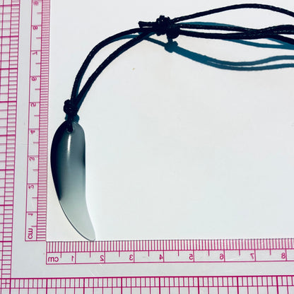 Wolf Tooth Glass White/Black Pendant Necklace (Unisex)