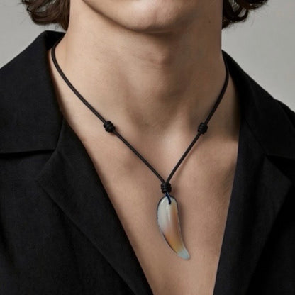 Wolf Tooth Glass White/Bronze Pendant Necklace (Unisex) (Copy)