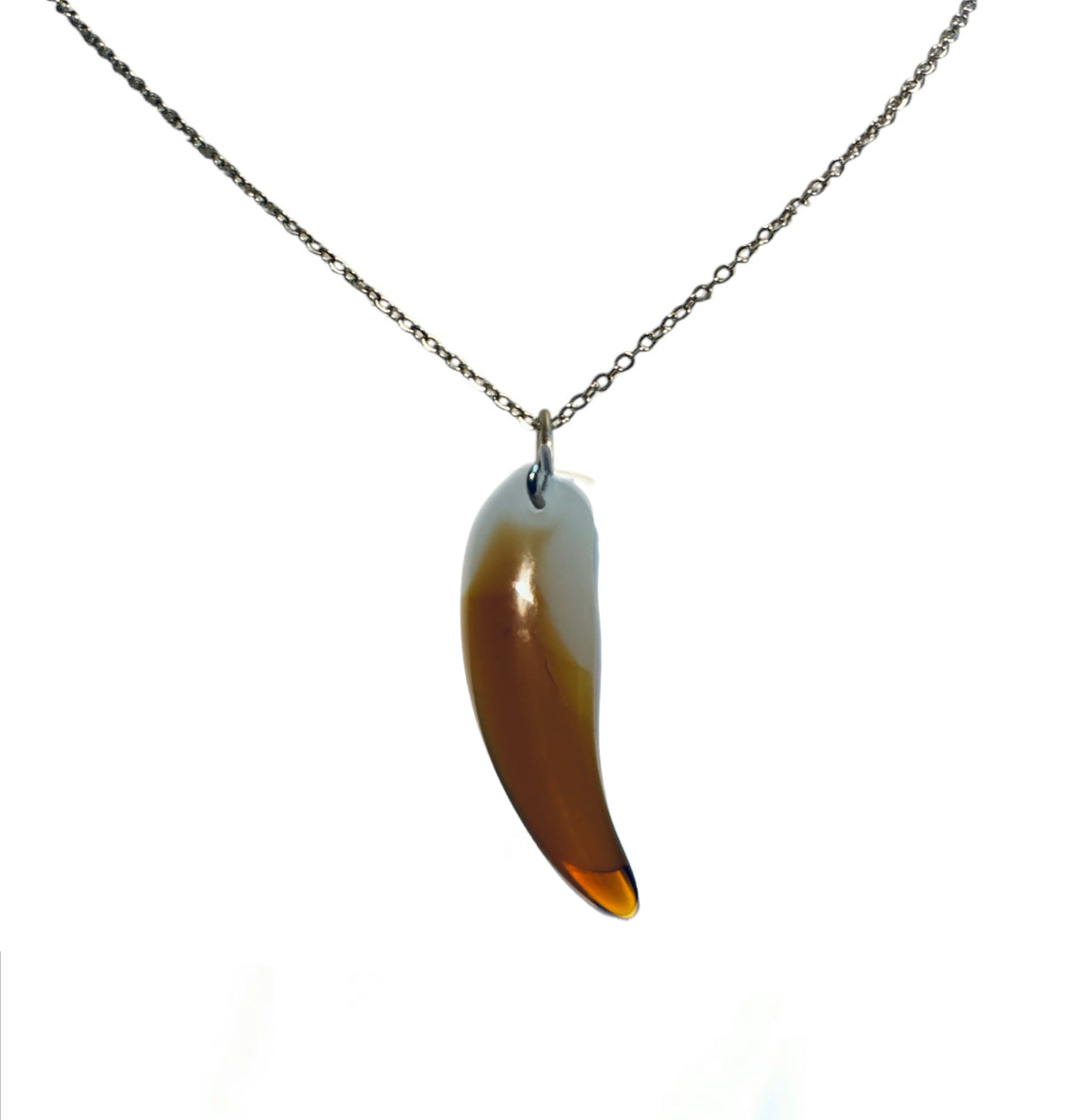 Wolf Tooth Glass White/Bronze Pendant Necklace (Unisex) (Copy)