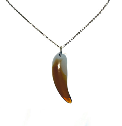 Wolf Tooth Glass White/Bronze Pendant Necklace (Unisex) (Copy)