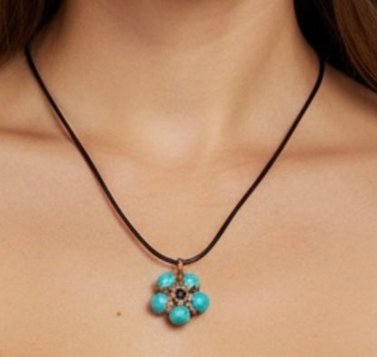 Wired Howlite Turquoise Star Handmade Pendant Necklace UK Made