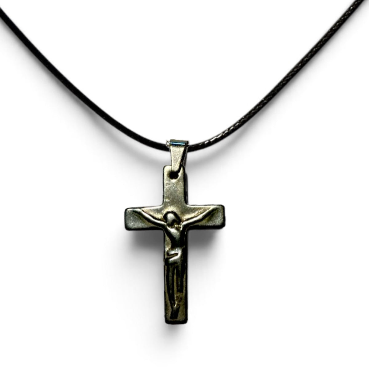 Crucifix Non Magnetic Hematite Pendant Necklace (Unisex) (Copy)