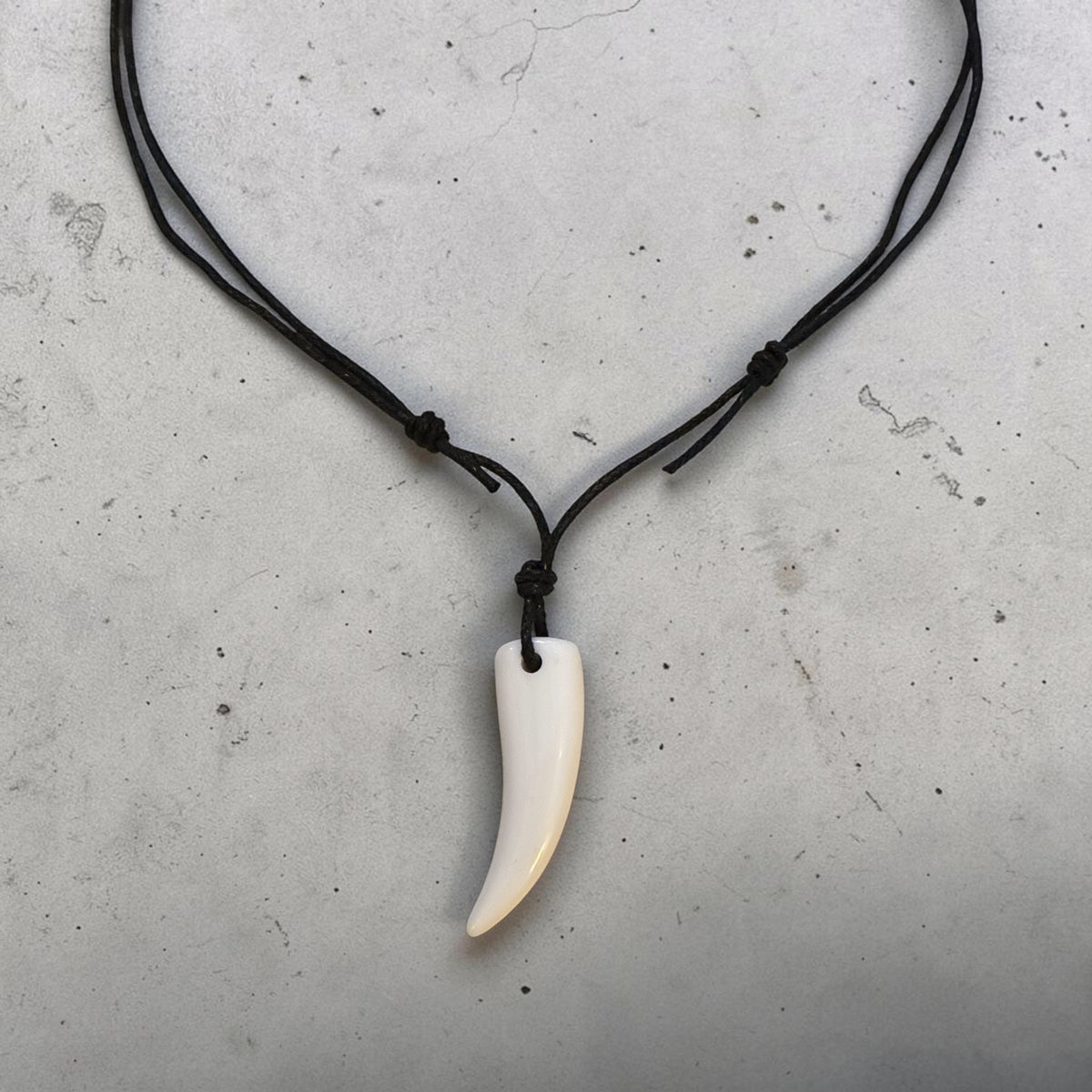 Wolf Tooth White Resin Pendant Necklace (Unisex)