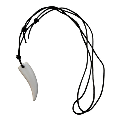 Wolf Tooth White Resin Pendant Necklace (Unisex)
