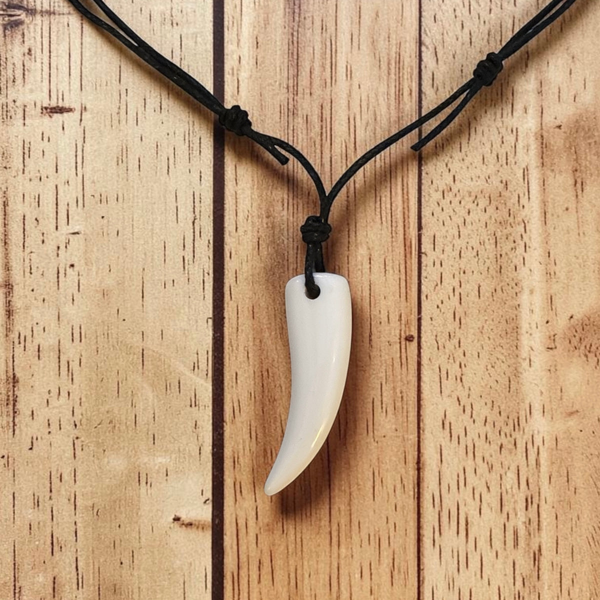 Wolf Tooth White Resin Pendant Necklace (Unisex)