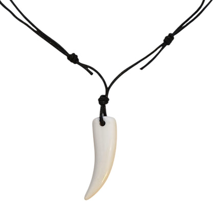 Wolf Tooth White Resin Pendant Necklace (Unisex)